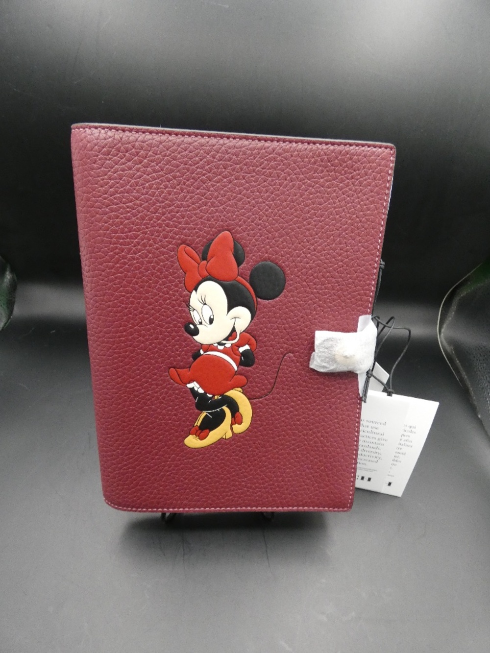 Coach Disney X Dark Red Pebbled Journal Cover with Minnie Mouse